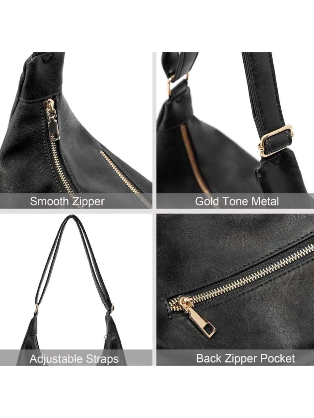 Stylish Foldable Vegan Leather Hobo Bag - Slouchy Tote & Crossbody Purse for